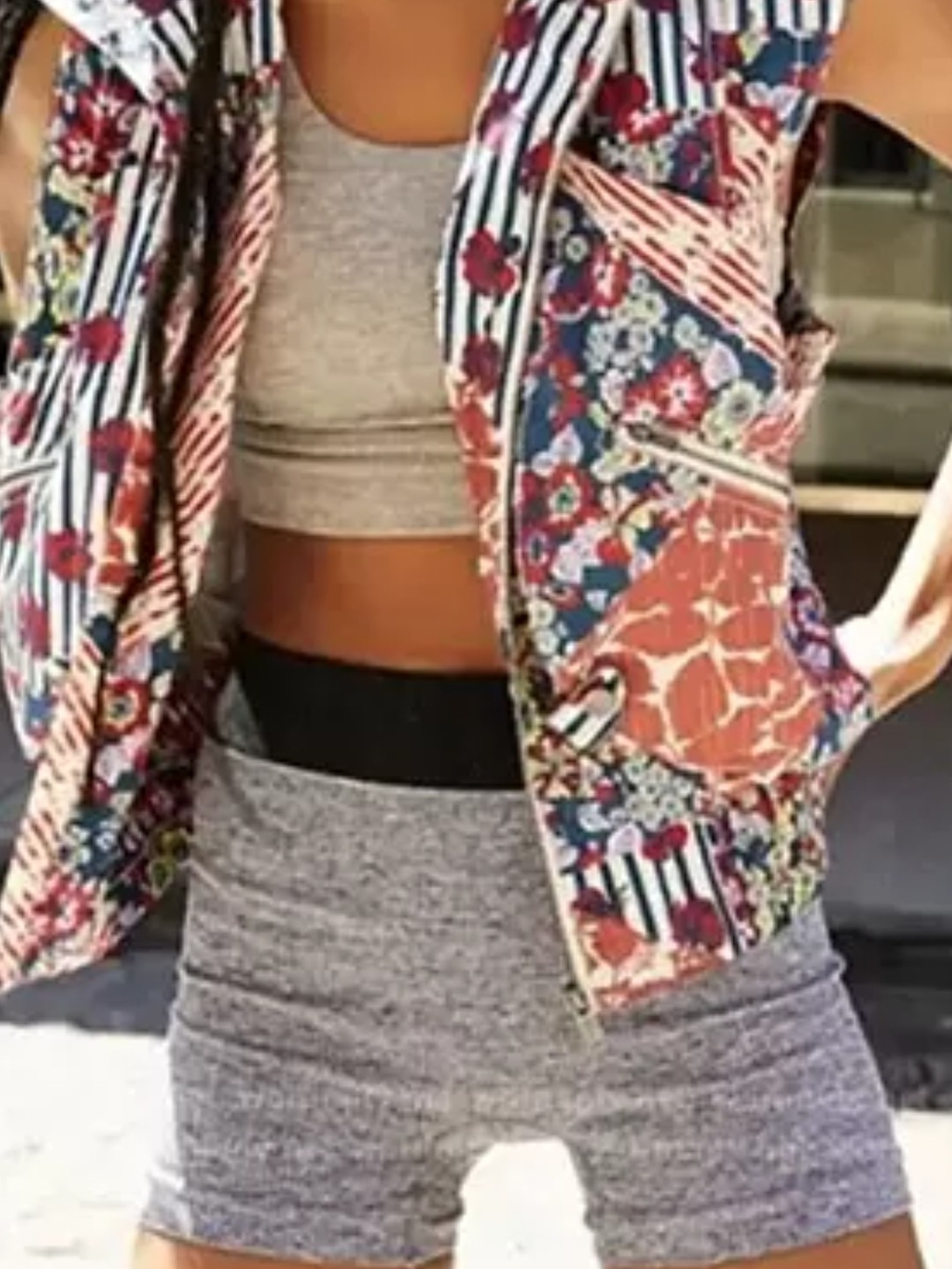 FP Movement by Free People Multicolor Floral Patchwork Vest